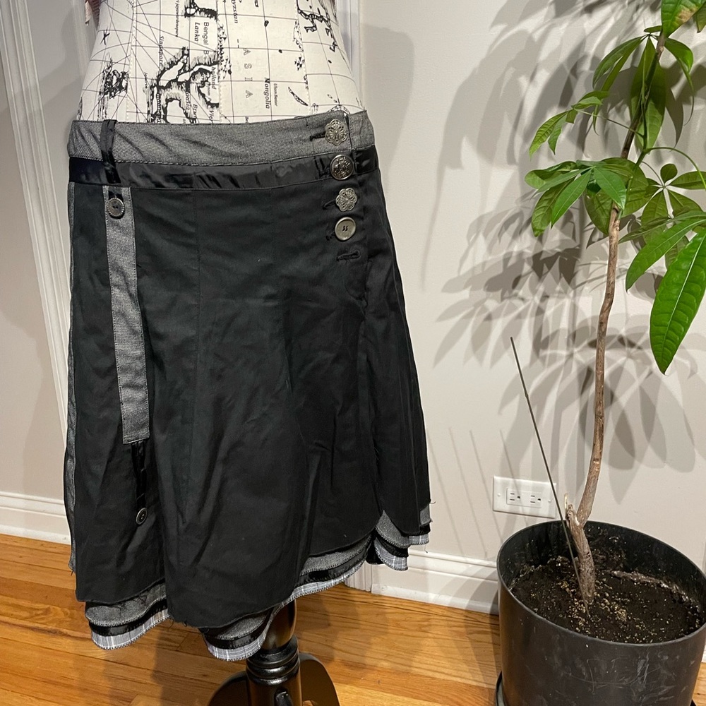 D Vintage Y2k Button Pleated Layer Pinstripe Fit Flare Rave Moto Rock Whimsygoth